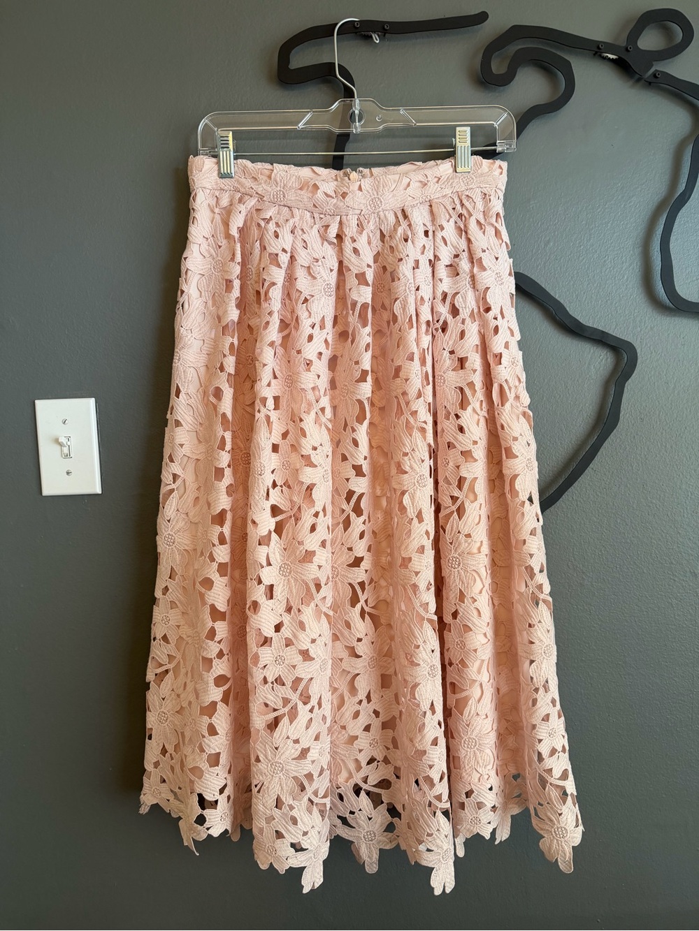 DownEast Lace A-Line Midi Skirt in Blush Pink Size 6